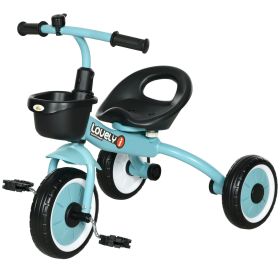 Adjustable Toddler Tricycle for Ages 2-5, Blue Bike with Basket, Bell, Comfort Grips, Kids' Outdoor Ride-Ons