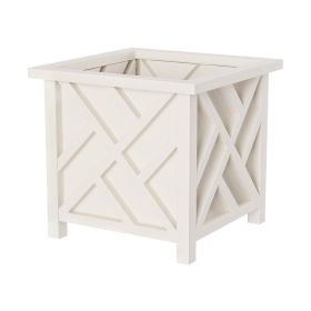 Lattice Design Outdoor Planter Box - 14.75' Plant Pot - Decorative Plant Pots for Front Porch Decor - Flower Pots Outdoor Planters for Porch Pati