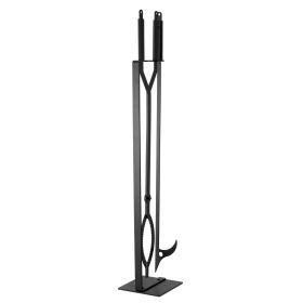 Fireplace Tool Set, 3 PCS Fire Tool Set and Holder with Stand, Tongs, Fire Place Poker