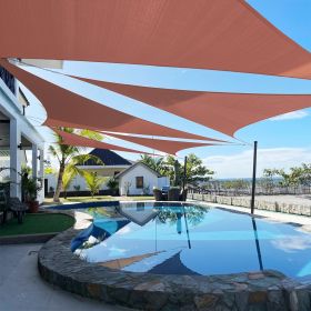 Artpuch Custom Size Rust Red Sun Shade Sail Triangle Canopy 185 GSM Durable Fabric UV Block Awning for Outdoor Patio Garden Backyard (Customized (Color: Rust Red, size: 23X31X31)