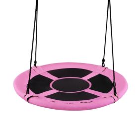 40 Inch Flying Saucer Tree Swing Indoor Outdoor Play Set (Color: Pink)